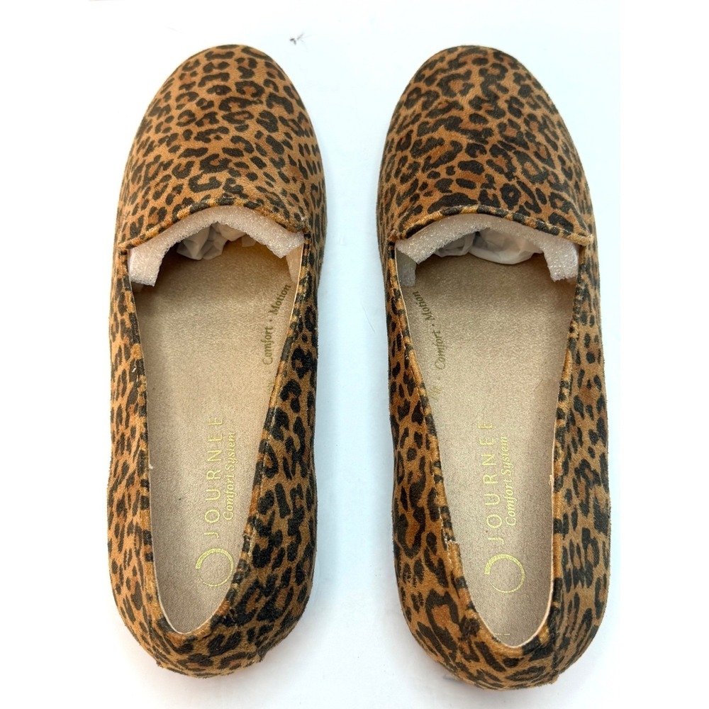 Journee Collection Women Ishani Slip On Tailored Flats Leopard/Camel Size 9W NWT - Picture 8 of 11